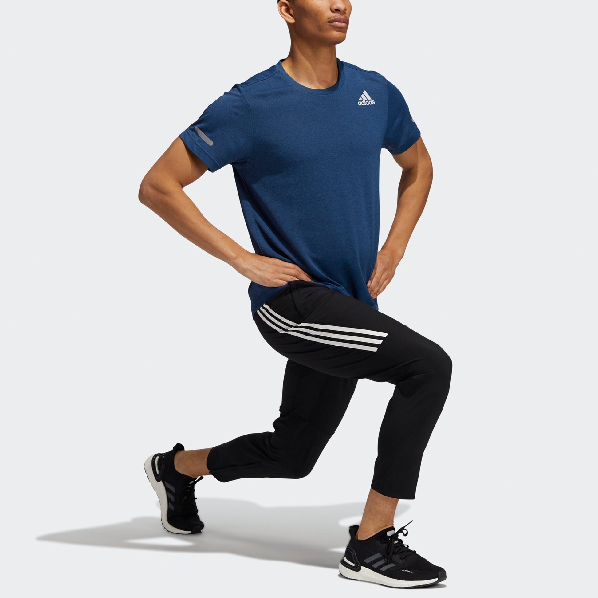 adidas Elevate Train T Reflective Training Sports Short Sleeve Navy Blue HB8520