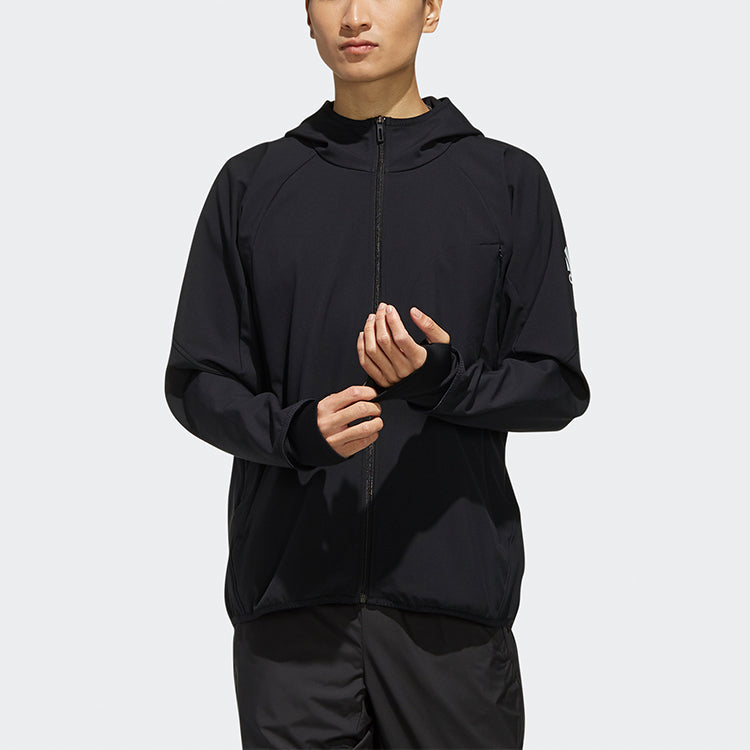 adidas M Wr Hd Jkt hooded casual Jacket Sports Black ED3726