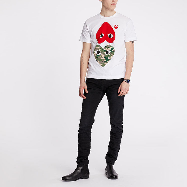 COMME des GARCONS PLAY Camouflage With Upside Down Heart Tee AZT248