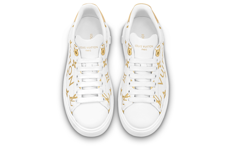 (WMNS) LOUIS VUITTON Time Out Sneakers 'White with Gold Monogram' 1AAVVQ
