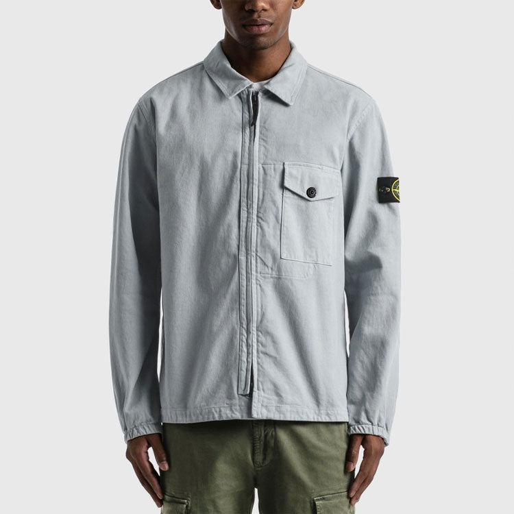 STONE ISLAND Garment Dyed Zip Shirt Overshirt 'Light Grey' 751510704-V0061