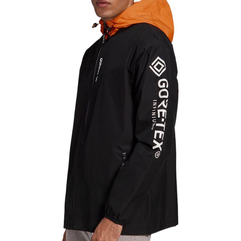 Men's adidas Alphabet Printing Zipper Hooded Casual Jacket Black GD5616