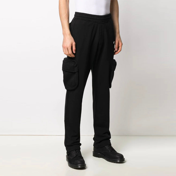 Off-White SS21 Logo Cargo Sweatpants Slim Fit Version Black OMCH036S21FLE0011001