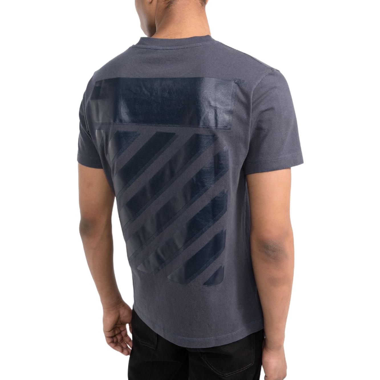 Off-White SS22 Diag Back Printing Round Neck Short Sleeve Ordinary Version Blue OMAA027S22JER0044646