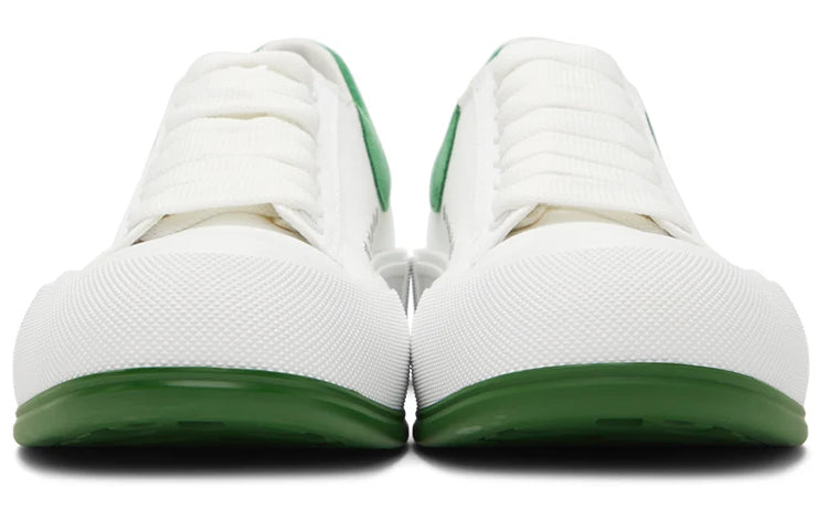 Alexander McQueen Deck Skate Plimsoll Lace Up 'White Green Suede' 654594W4MV79354