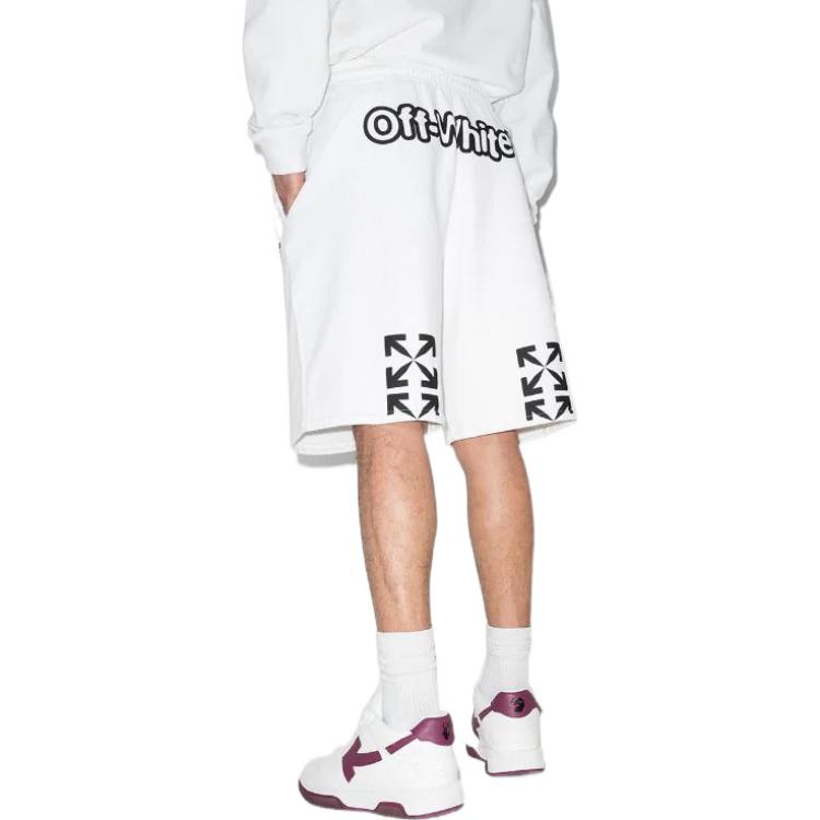 Off-White FW21 Arrow Pattern Sports Shorts Loose Fit White OMCI013S22FLE0060110