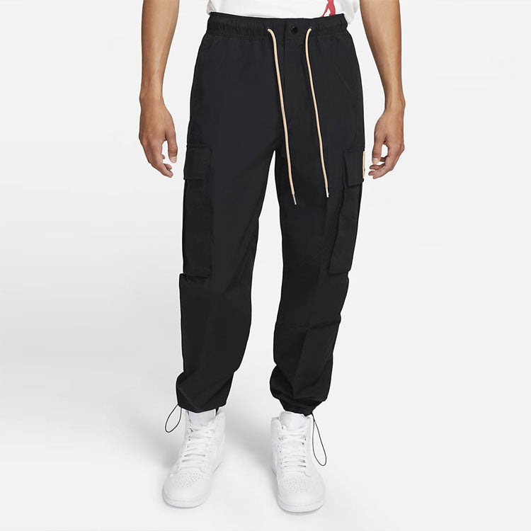Men's Air Jordan Flight Heritage Big Pocket Cargo Woven Drawstring Casual Joggers/Pants/Trousers Autumn Black DC7451-010