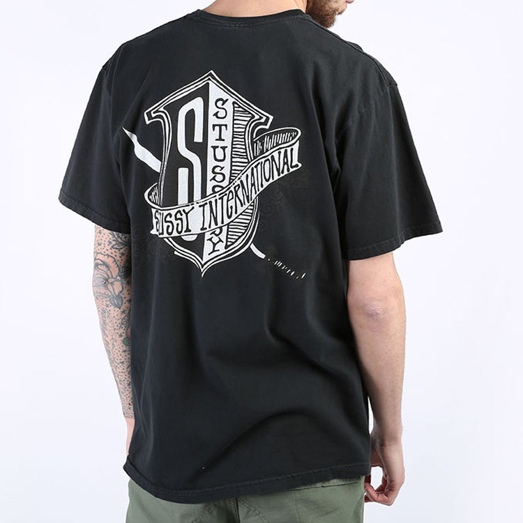 Stussy Unisex Coat Of Arms Pigment Dyed Tee Black 1904522