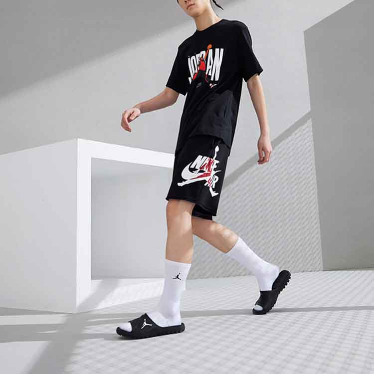 Air Jordan Jumpman Logo Printing Knit Basketball Sports Shorts Black DH9509-010
