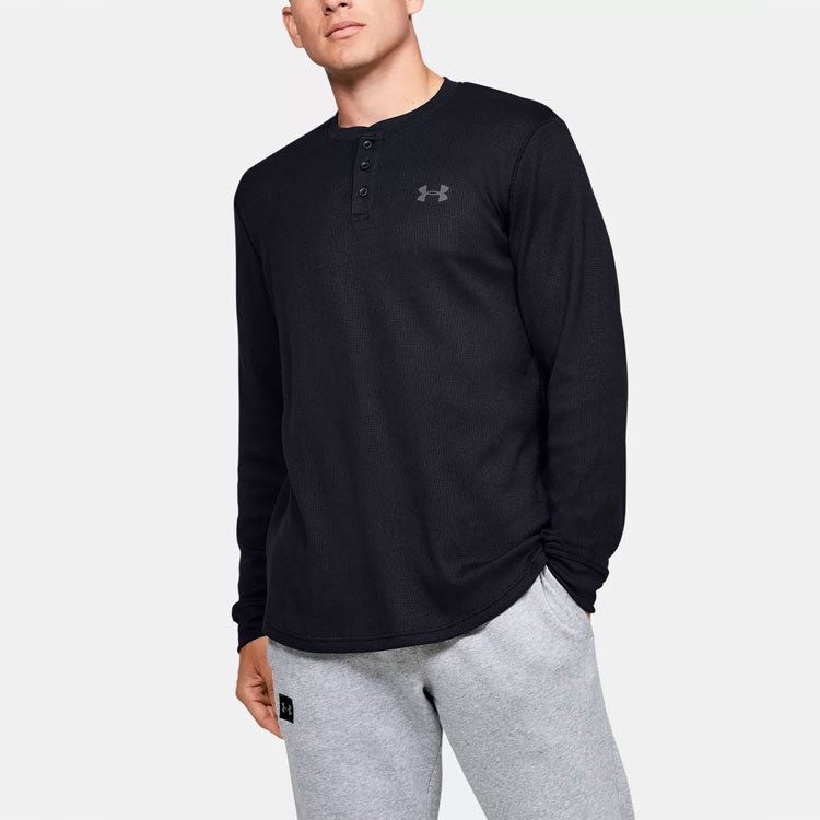 Under Armour Waffle Henley Thermal Shirt 'Black' 1302356-001