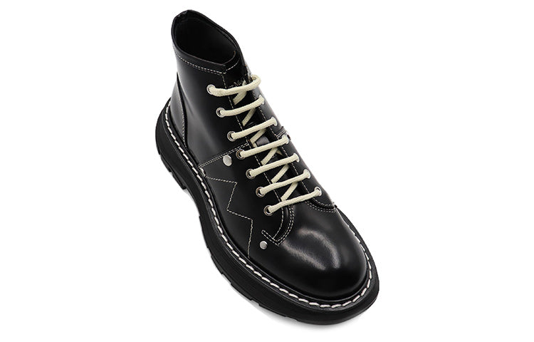 (WMNS) Alexander McQueen Tread Lace Up Boot 'Black Silver' 595469WHQSG1090