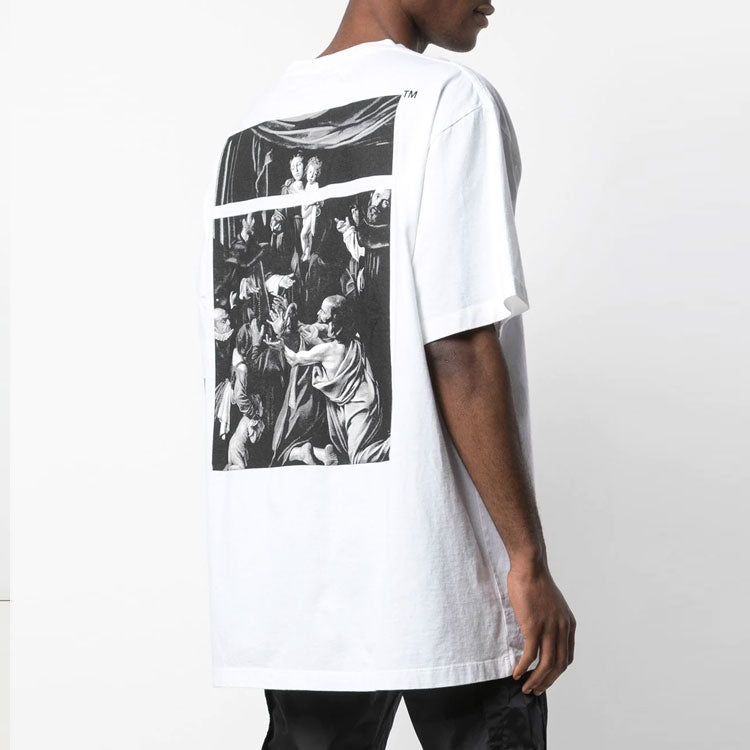 Off-White SS20 Caravaggio Square Back Logo Print Short Sleeve White Tee OMAA038S201850050188
