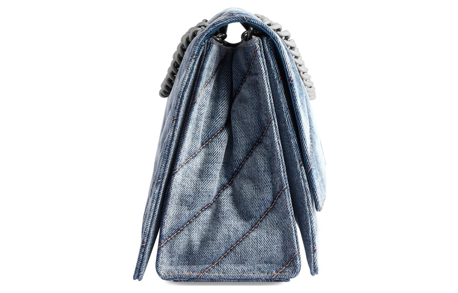 (WMNS) Balenciaga Crush Medium Chain Bag Quilted 'Blue' 7163932AAGX4661