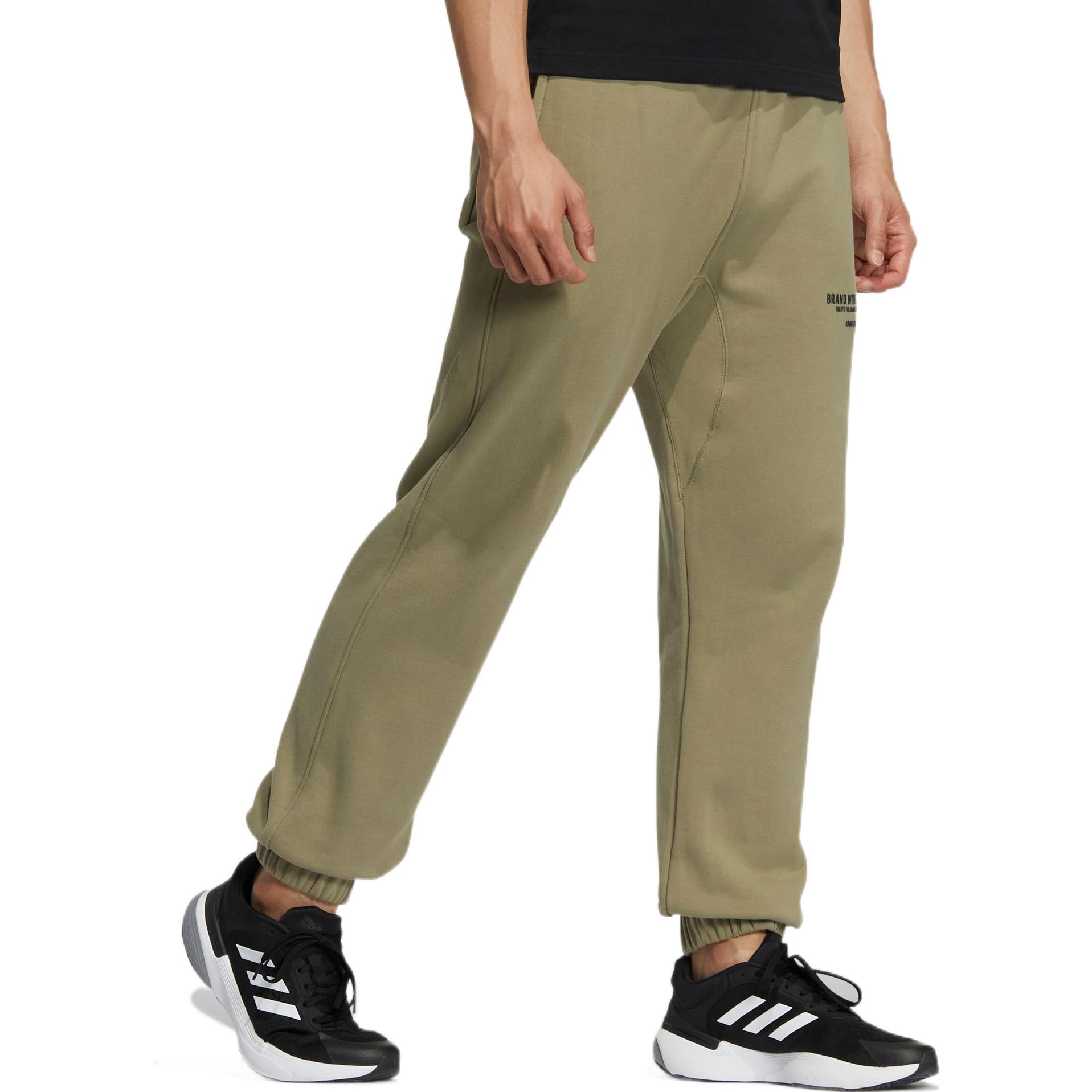 Men's adidas Solid Color Logo Printing Elastic Waistband Bundle Feet Sports Pants/Trousers/Joggers Green HZ7055