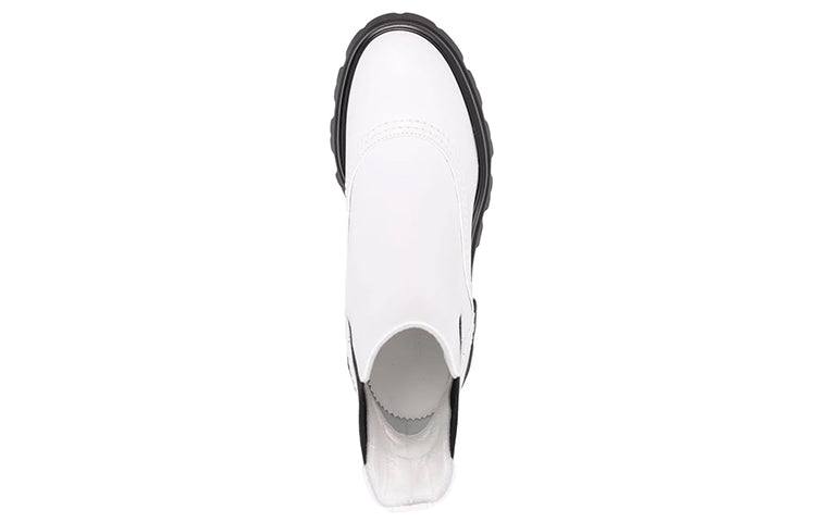 (WMNS) Alexander McQueen Leather Chelsea Ankle Boots 'White Black' 666368WHZ849360