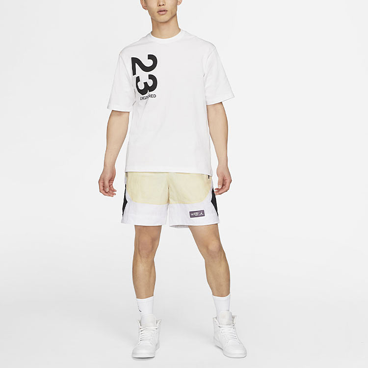 Air Jordan 23 Engineered Woven Contrasting Colors Basketball Breathable Sports Shorts Beach Light Yellow CV3155-234