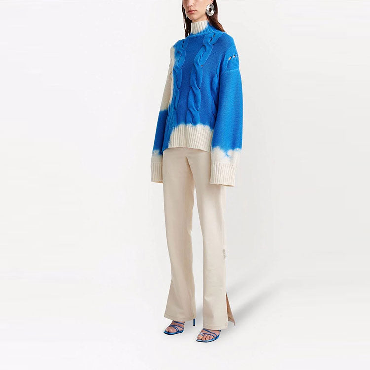 (WMNS) Off-White Wool Sweater 'Blue White' OWHF021F21KNI0024501