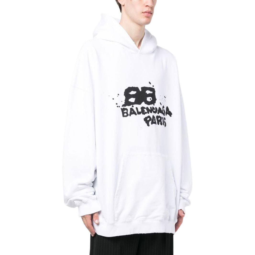 Balenciaga Hand-Drawn BB Icon Hoodie Large Fit 'White' 620973TNVQ19040