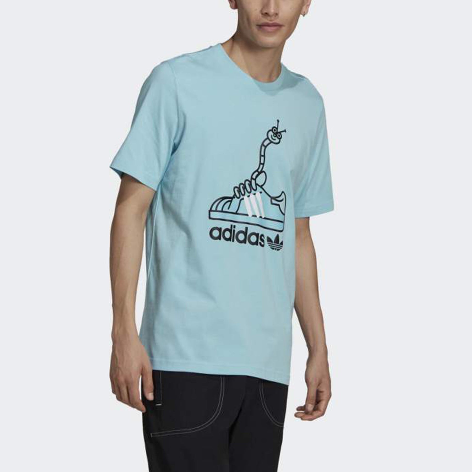 adidas originals Worm Tee Printing Sport Short Sleeve Men's Light Blue GN2156