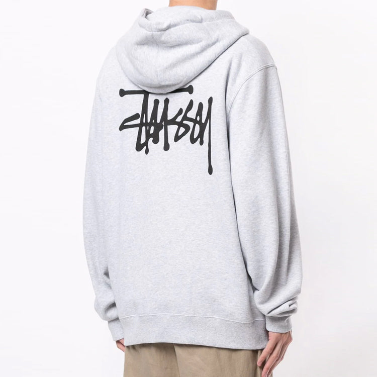 Men's Stussy Printing Logo Zipper hooded Long Sleeves Jacket Gray 1974535
