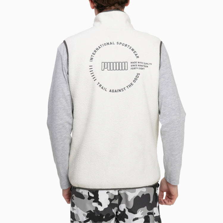 PUMA XTG Trail Fleece Full Zip Pocket Vest 'White Black Orange' 596728-64