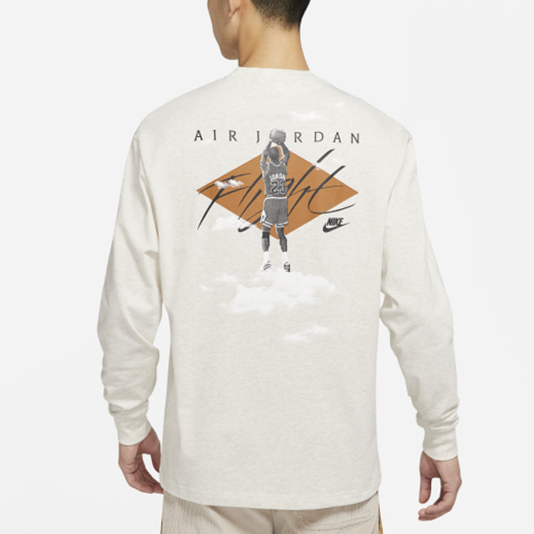Men's Air Jordan SS22 Loog Printing Long Sleeves Round Neck Autumn Creamy White DH8963-141