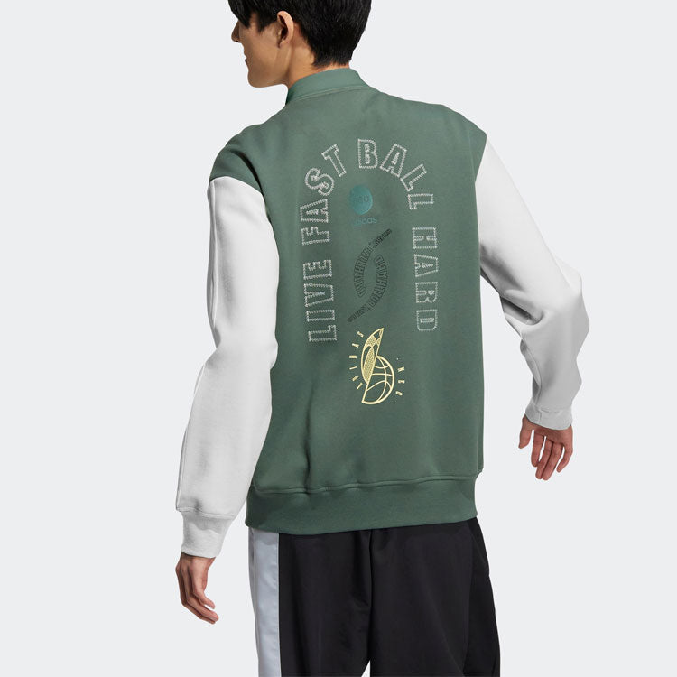 Men's adidas neo Alphabet Printing Sports Jacket Green HM1989