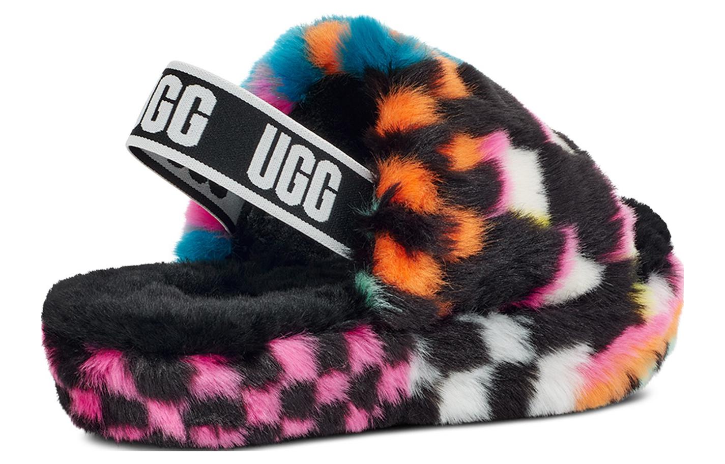 (PS) UGG Fluff Yeah Checks Slide 'Black Multi' 1130390K-BLKM