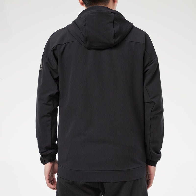 adidas Softsh Jacket Athleisure Casual Sports Woven hooded Fleece Lined Black GN7354