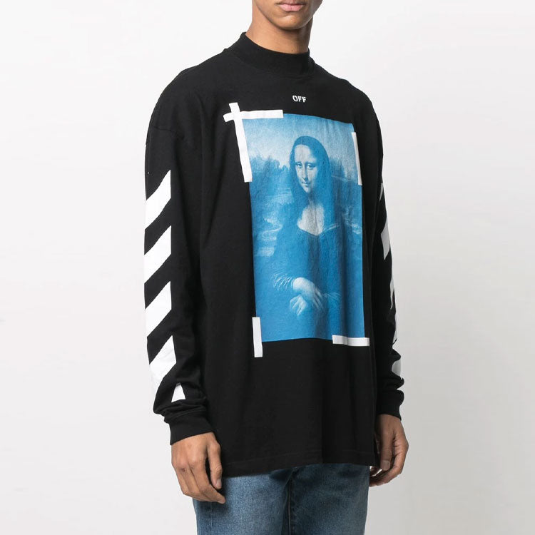 Men's Off-White SS21 Mona Lisa Pattern Pullover Black OMAB032R21JER0011001