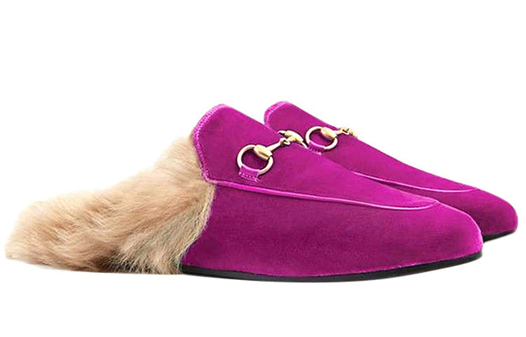 (WMNS) Gucci Princetown Velvet Fur Lined 'Fucsia' 448657-K4D50-5682