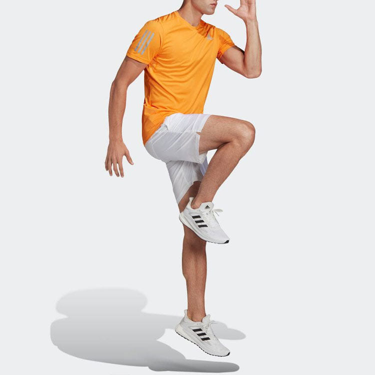 adidas Tennis Training Sports Stripe Solid Color Logo Breathable Quick Dry Casual Short Sleeve Orange HB7448