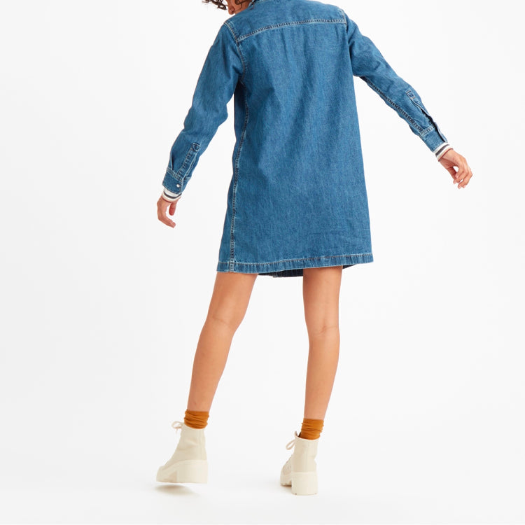 Levis Lapel Pure Cotton Denim Shirt Dress Denim-Blue 85793-0000