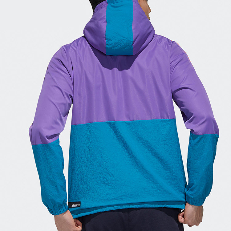 adidas neo M Ss Cs Wb Zipper Cardigan Windproof Colorblock Sports Hooded Jacket Purple GM2280