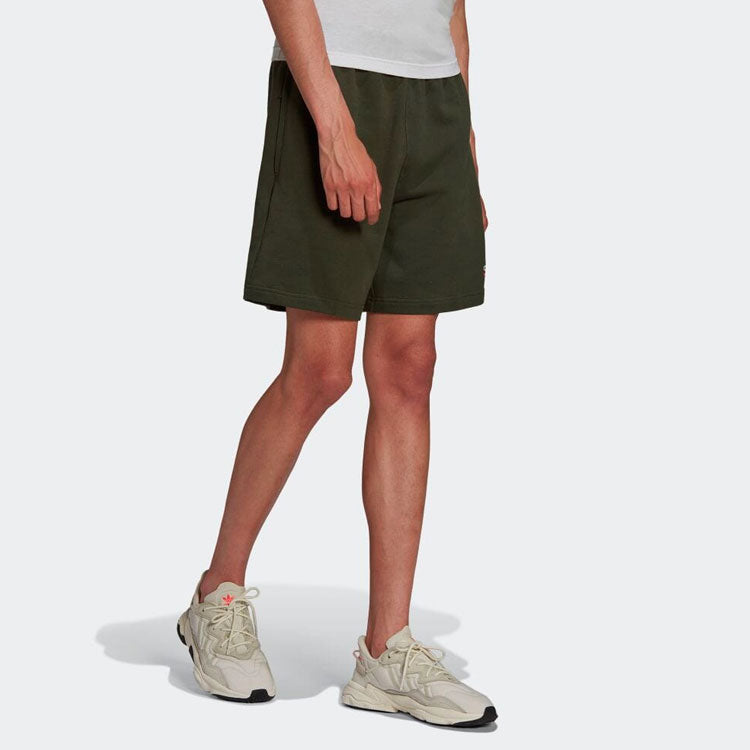 Men's adidas Solid Color Logo Straight Casual Shorts Green HF4768