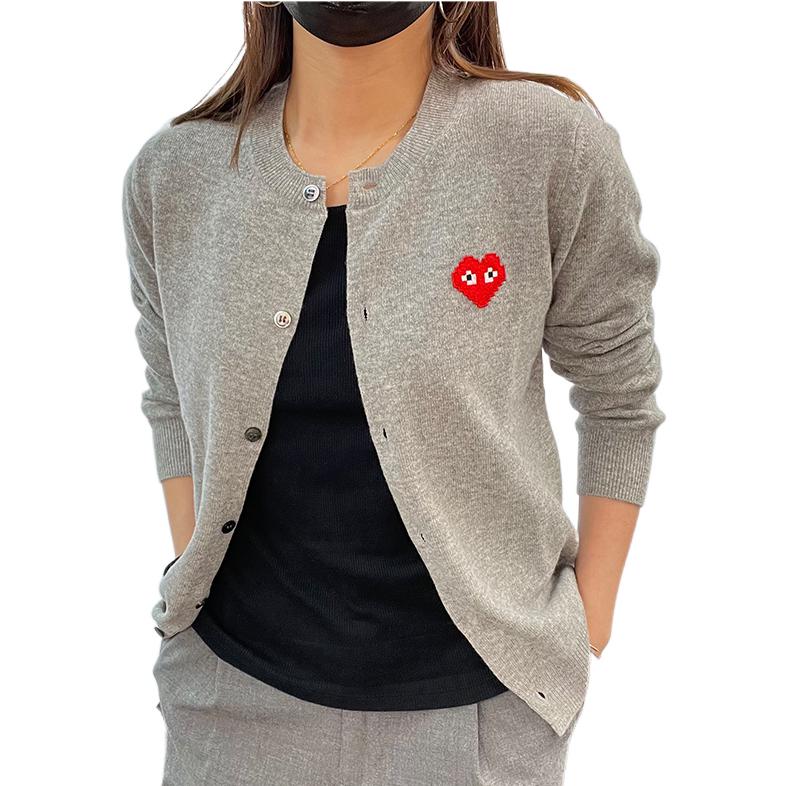 (WMNS) COMME des GARCONS PLAY Cardigan Invader Emblem 'Grey' AZ-N083-051-2