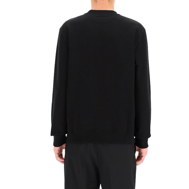 Men's FENDI Logo Printing Round Neck Pullover Long Sleeves Sports Black FY0178AE05F0QA1