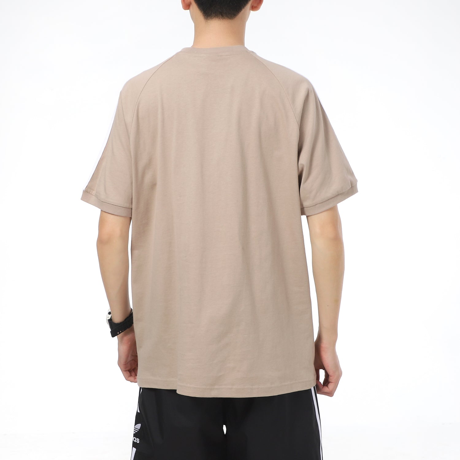 adidas originals Logo Embroidered Stripe Sports Round Neck Short Sleeve Khaki GP7362