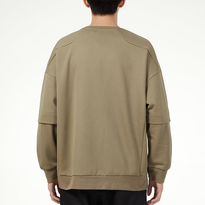 Men's adidas Contrasting Colors Pocket Sports Round Neck Pullover Military Green H39348