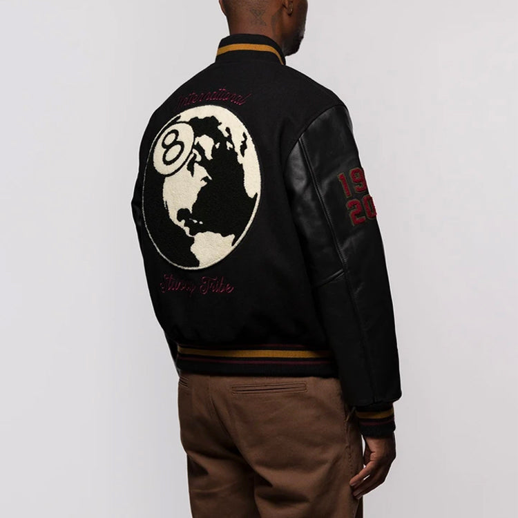 Men's Stussy limited Splicing Zipper Jacket Black 315167