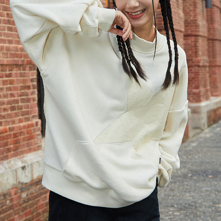 (WMNS) Converse Retro corduroy Fleece Round Neck Pullover Hoodie White 10023512-A01