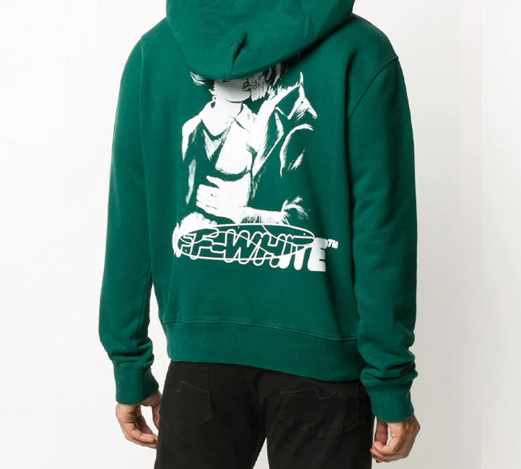 Off-White FW20 Kiss 21 Printing Hooded Pullover Men Green OMBB034E20FLE0075701