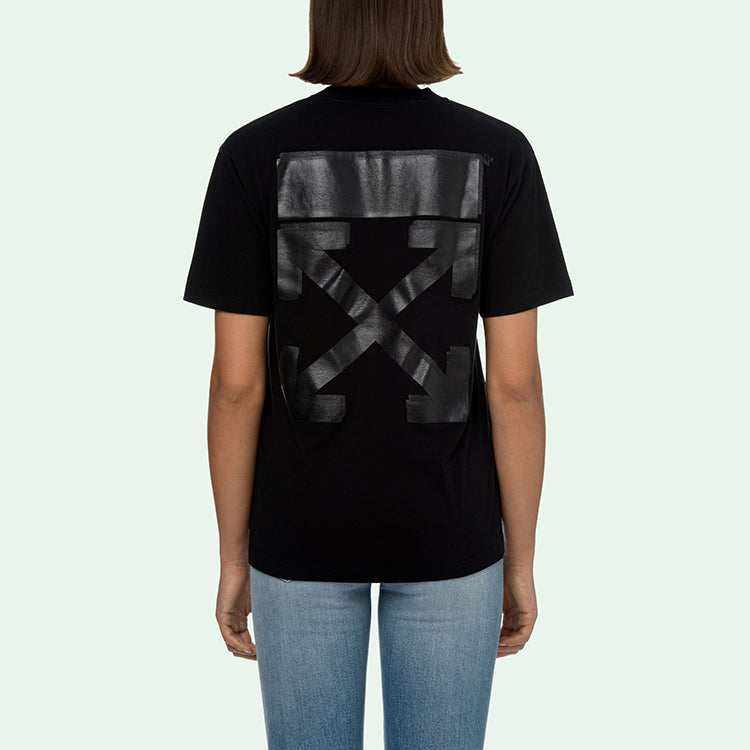 (WMNS) Off-White Arrow Pattern Round Neck Pullover Short Sleeve Slim Fit Version Black OWAA049E20JER0131010