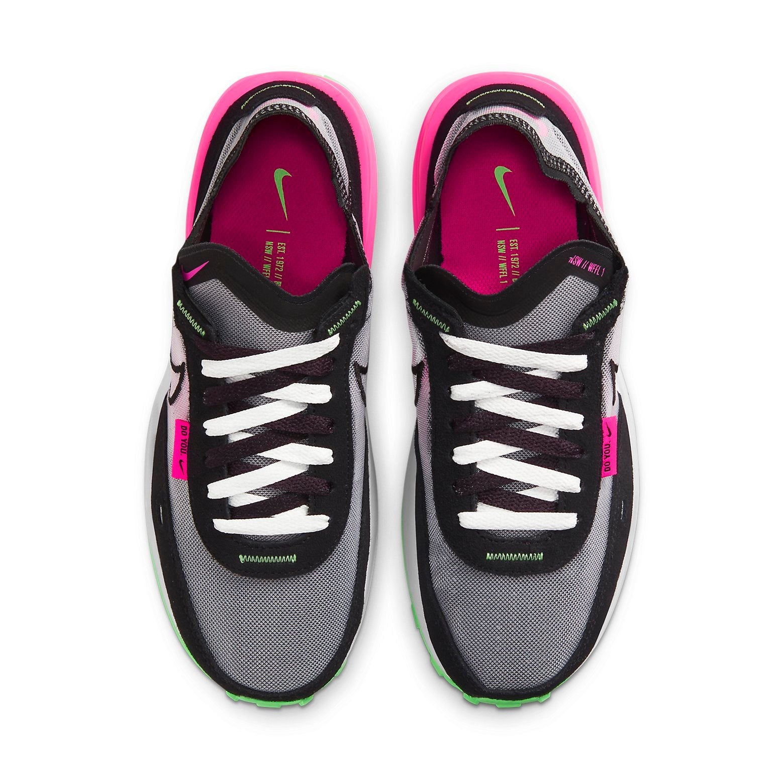 Nike Waffle One Low-top Running Shoes Black/Pink DM8143-100