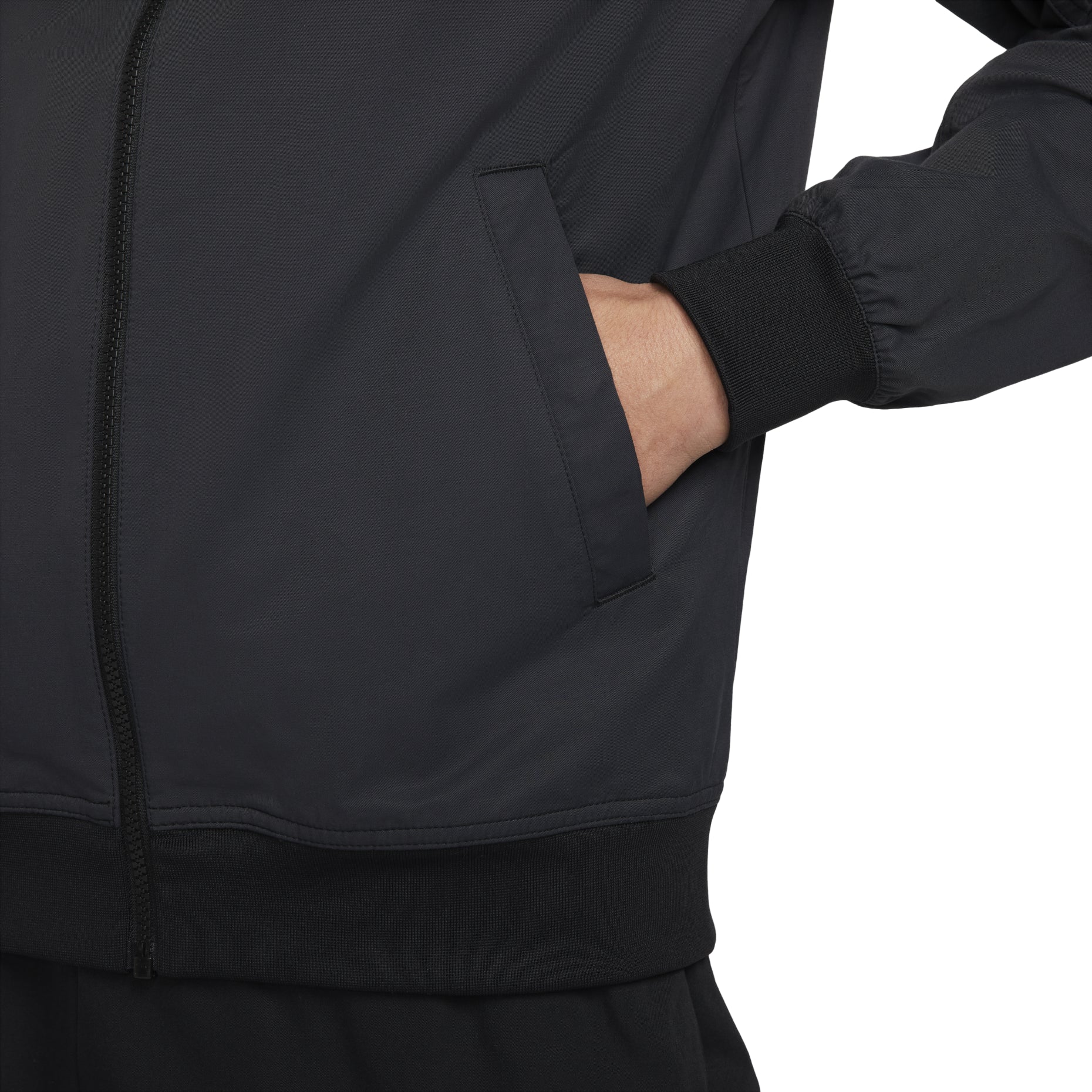 Men's Nike Solid Color Logo Stand Collar Long Sleeves Jacket Black DM6822-010