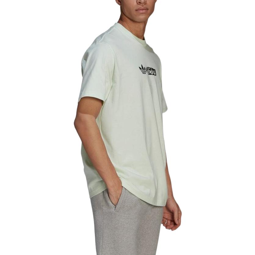 adidas originals Geometry Pattern Printing Logo Round Neck Short Sleeve Green HT1655