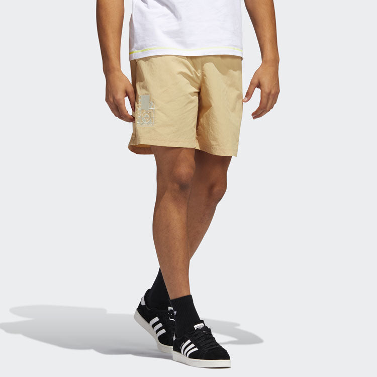 adidas originals Emb Woven Short Embroidered Casual Sports Shorts Beige GN3858