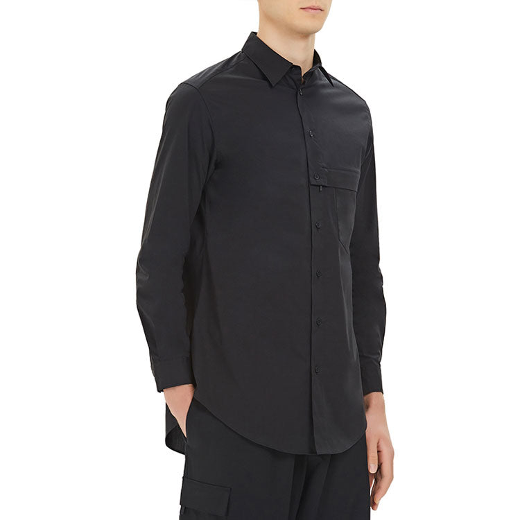 Men's Y-3 SS21 Solid Color Casual Long Sleeves Shirt Black GV4221
