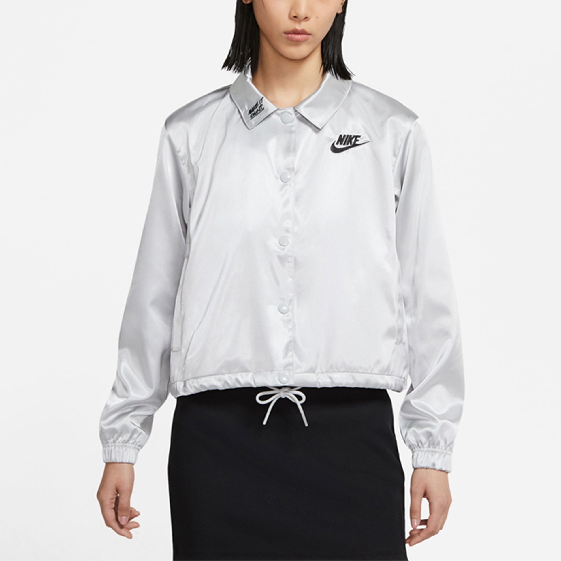(WMNS) Nike Graffiti Embroidered Woven Sports lapel Jacket Silver DJ5363-041