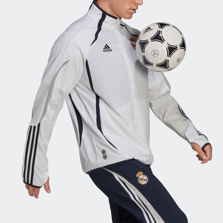 adidas Embroidered Logo Stripe Stand Collar Zipper Jacket Gray HA2537